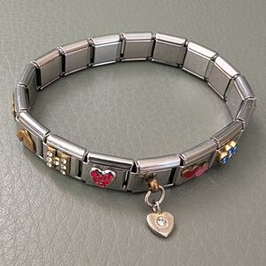 Vintage Stainless Steel Italian Charm Bracelet